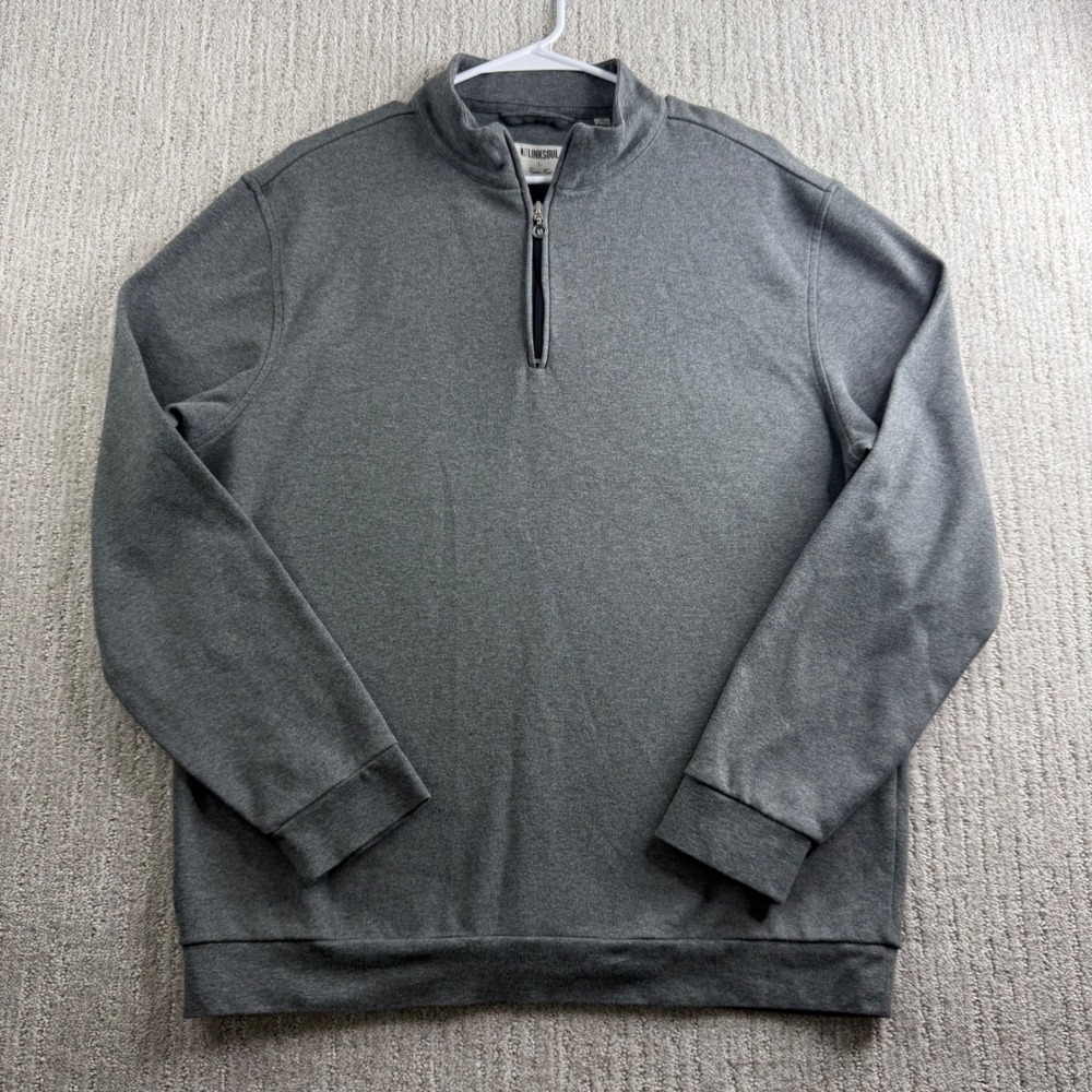 Linksoul Tempus Fugit Quarter Zip Pullover Mens Large Gray Golf Sweater LS